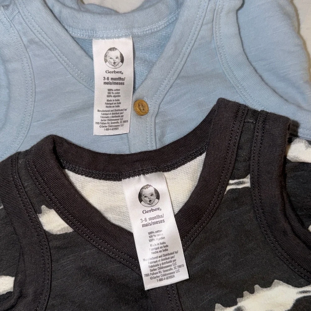 2-Pack Baby Boys Dark Gray Tie Dye & Blue Heather Short Leg Sleeveless Romper